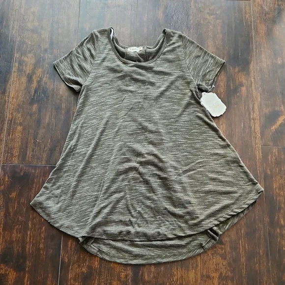 nwt ALTAR'D STATE lace up tunic L olive+white top space dye tee short sleeve new - Picture 2 of 3